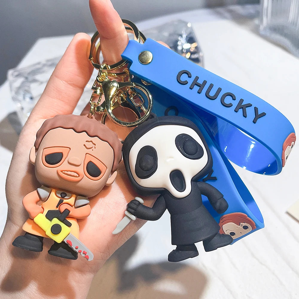 Halloween Scary Ghost Baby Keychains Dolls Horror Child's Play Chucky Tiffany Glen Mini Pendants PVC Figures Toy key Chain Gift