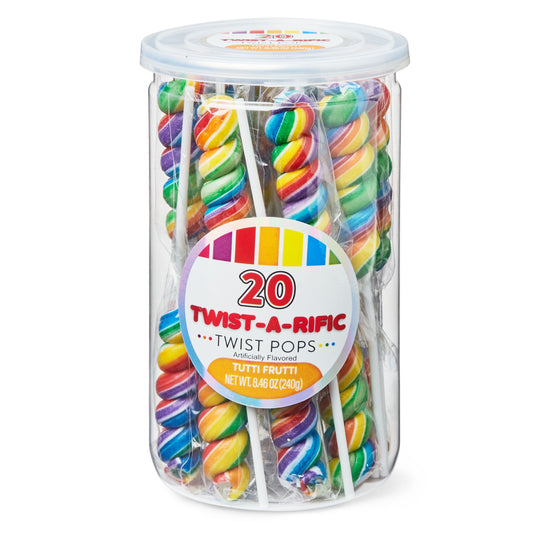 Twist-A-Rific Tutti Frutti Flavored Rainbow Twist Lollipops, 20 Count