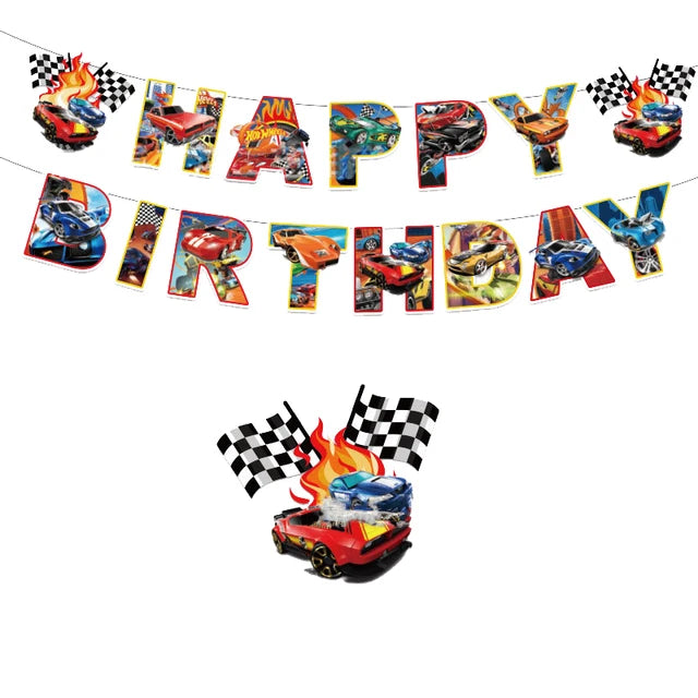 Hot Wheels Birthday Decoration Racing Car Disposable Tableware Tablecloth Plate Cup Balloon Baby Shower Kids Boys Party Supplies