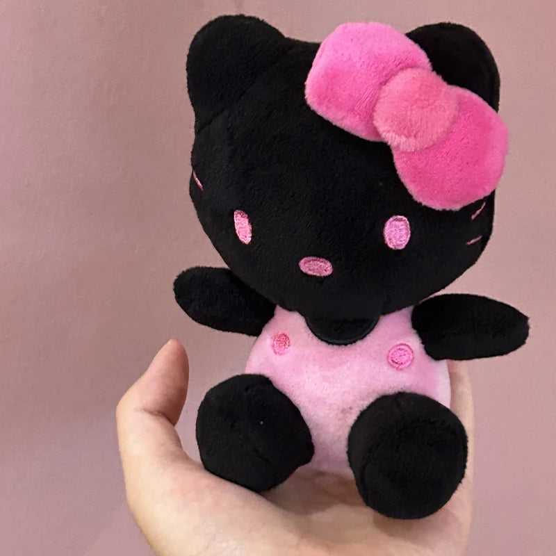 Ins Hello Kitty Sanrio Keychain Black Hello Kitty Plush Pendant Anime Doll Yk2 Stuffed Keyring