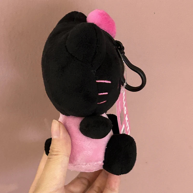 Ins Hello Kitty Sanrio Keychain Black Hello Kitty Plush Pendant Anime Doll Yk2 Stuffed Keyring