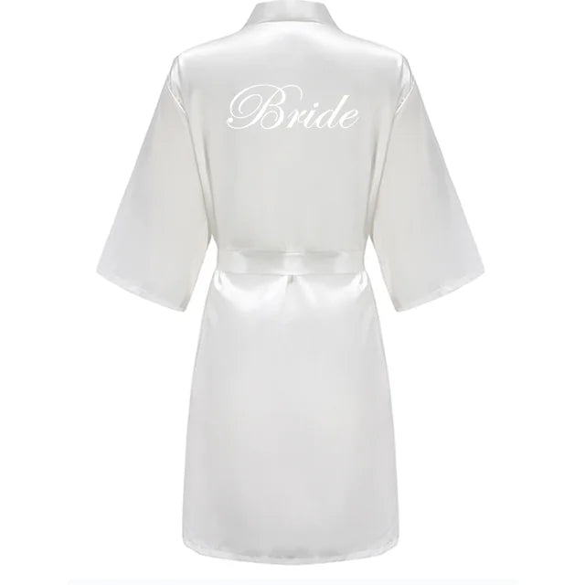 Light Blue Bridesmaid Robes Sister Mother of The Bride Kimono Wedding Best Gift White Writing Bridal Party Bathrobe