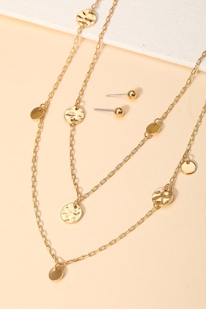 Layered Chain Coin Station Necklace Ball Jewelry Sets-2