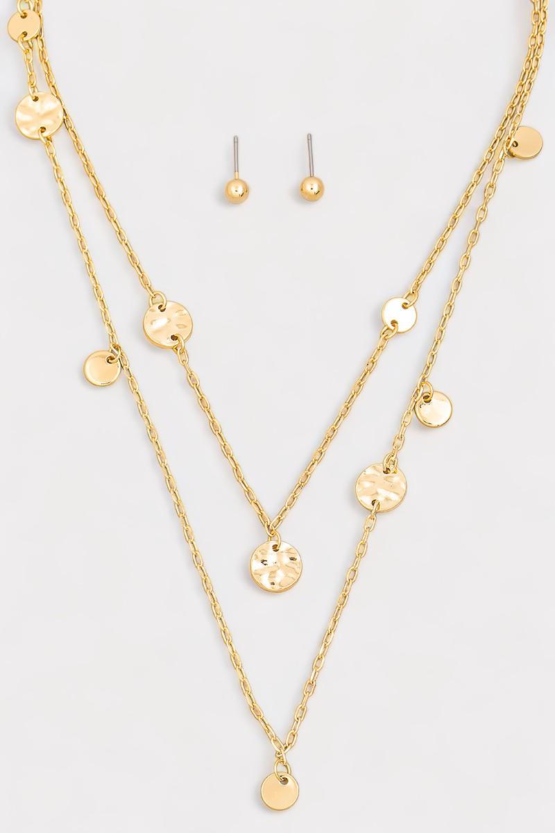 Layered Chain Coin Station Necklace Ball Jewelry Sets-1