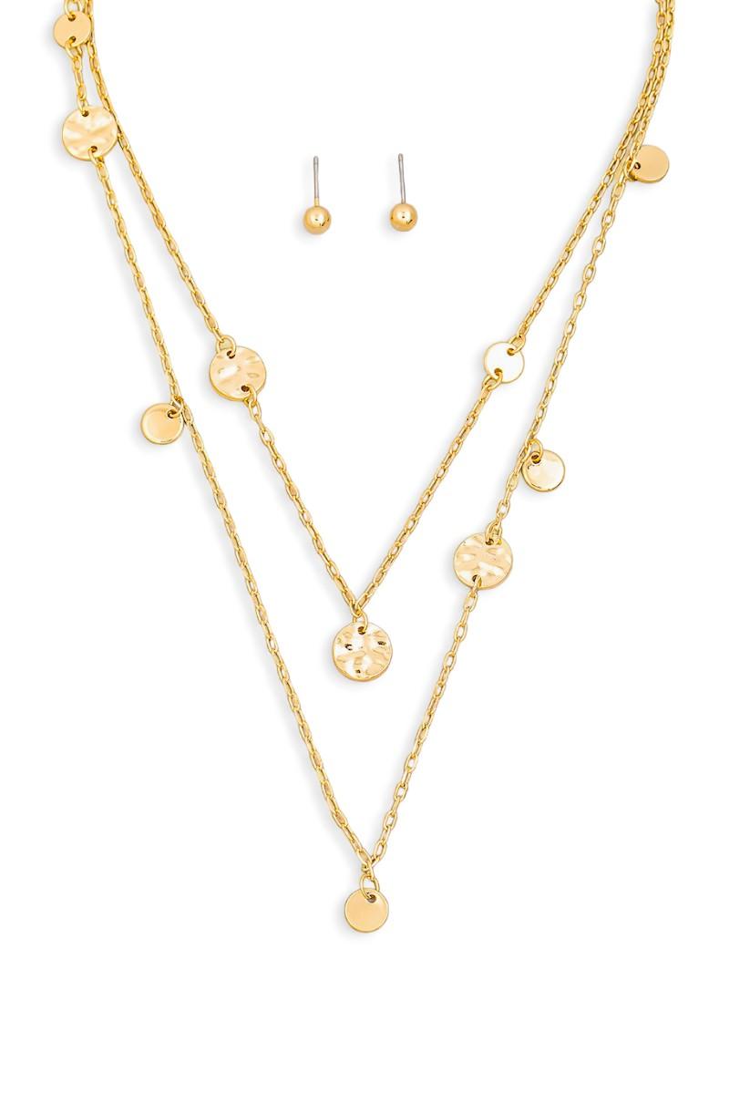 Layered Chain Coin Station Necklace Ball Jewelry Sets-0