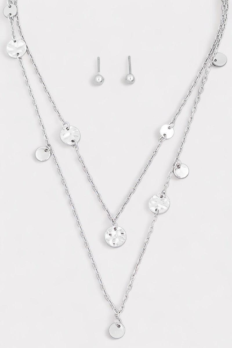 Layered Chain Coin Station Necklace Ball Jewelry Sets-4