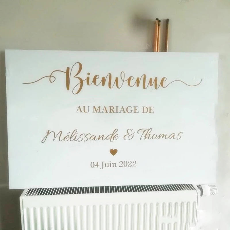 Mariage Wedding Welcome Sign Vinyl Stickers Custom Texts Wedding Birthday Parties Decals Unique Wedding Mirror Sticker Mural Art