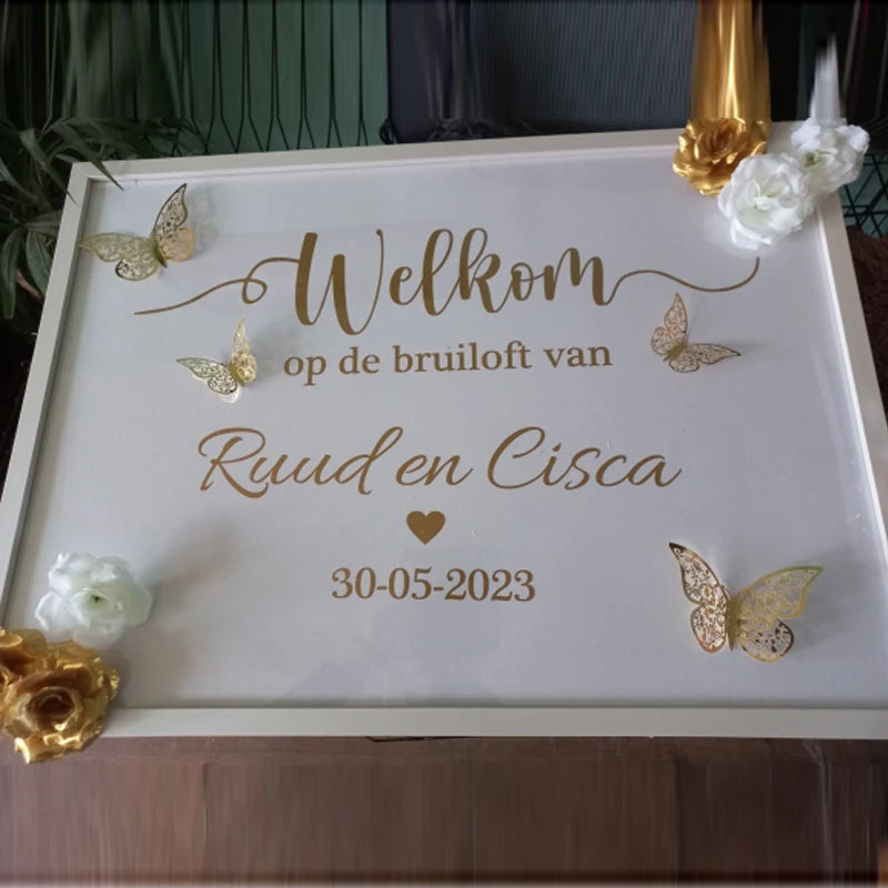 Mariage Wedding Welcome Sign Vinyl Stickers Custom Texts Wedding Birthday Parties Decals Unique Wedding Mirror Sticker Mural Art