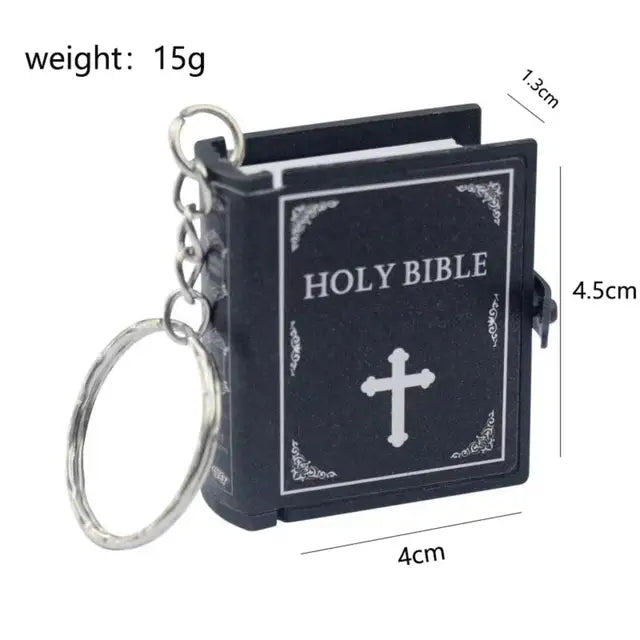 Mini English HOLY BIBLE Keychains Christian Jesus Cross Muslim Keyrings Women Bag Charm Prayer God Bless Key Holder Accessories