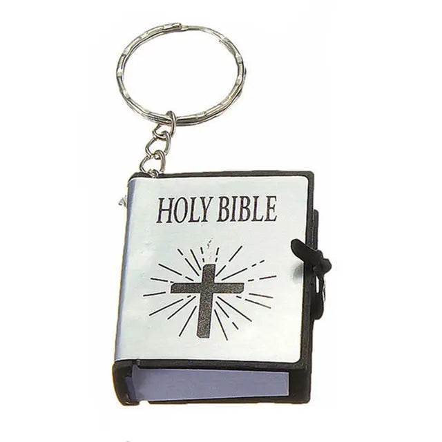 Mini English HOLY BIBLE Keychains Christian Jesus Cross Muslim Keyrings Women Bag Charm Prayer God Bless Key Holder Accessories