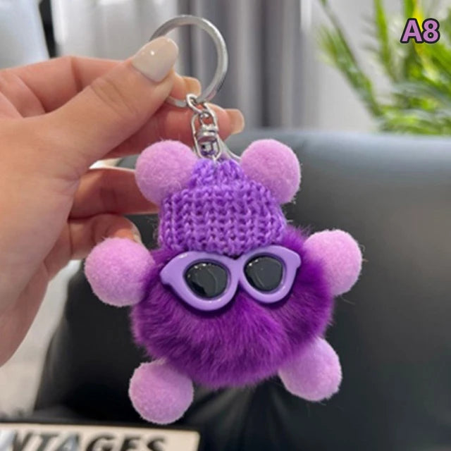 Mini Rex Rabbit  Keychain Fluffy Key Chains Trinkets Pom Pom Keychain Trinket Pompons Keychains