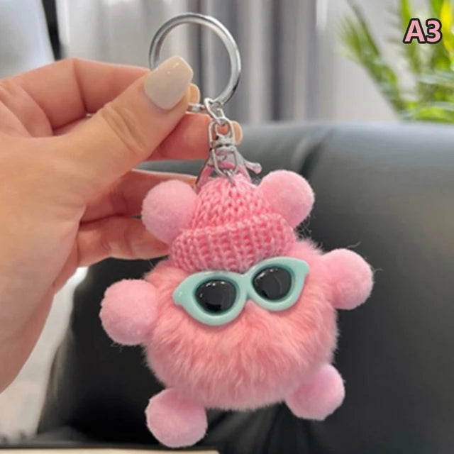 Mini Rex Rabbit  Keychain Fluffy Key Chains Trinkets Pom Pom Keychain Trinket Pompons Keychains