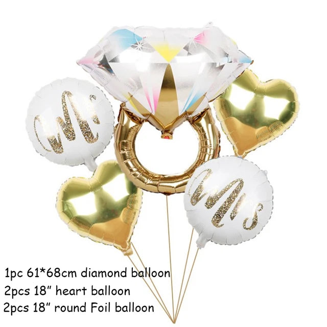 Mr&Mrs LOVE Balloon Rose Gold Diamond Ring Foil Balloons Party Decorations Kit Wedding Valentine Day Bridal Shower Toys Globos