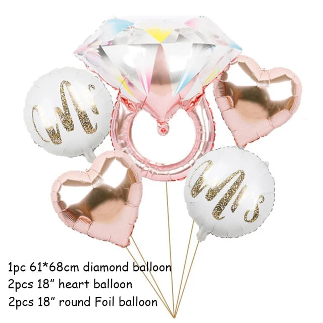 Mr&Mrs LOVE Balloon Rose Gold Diamond Ring Foil Balloons Party Decorations Kit Wedding Valentine Day Bridal Shower Toys Globos