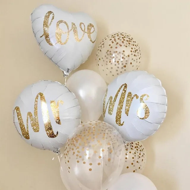 Mr&Mrs LOVE Balloon Rose Gold Diamond Ring Foil Balloons Party Decorations Kit Wedding Valentine Day Bridal Shower Toys Globos