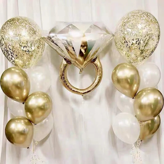 Mr&Mrs LOVE Balloon Rose Gold Diamond Ring Foil Balloons Party Decorations Kit Wedding Valentine Day Bridal Shower Toys Globos