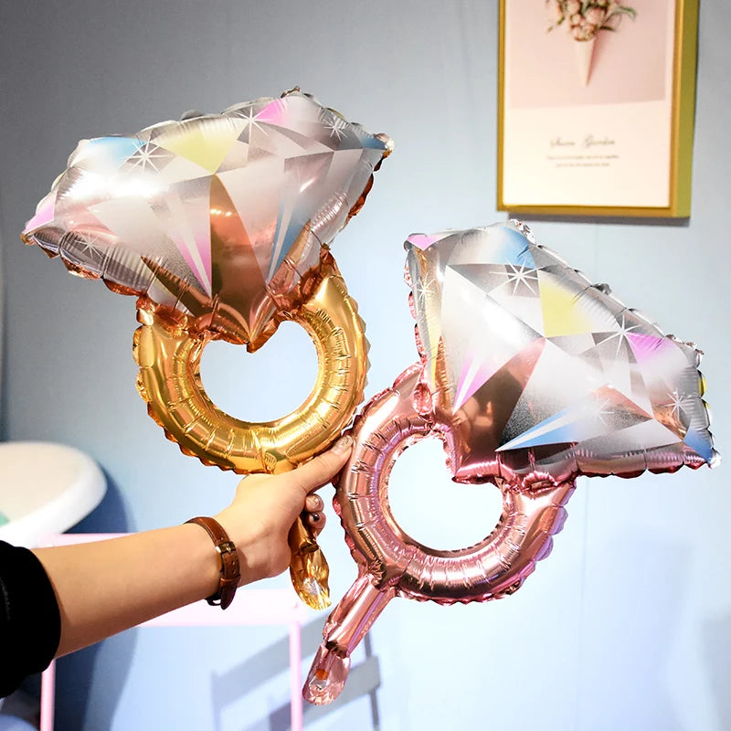 Mr&Mrs LOVE Balloon Rose Gold Diamond Ring Foil Balloons Party Decorations Kit Wedding Valentine Day Bridal Shower Toys Globos