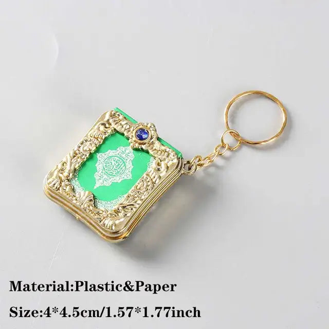 Muslim Islamic Mini Pendant Keychains Key Rings For Koran Ark Quran Book Real Paper Can Read Small Religious