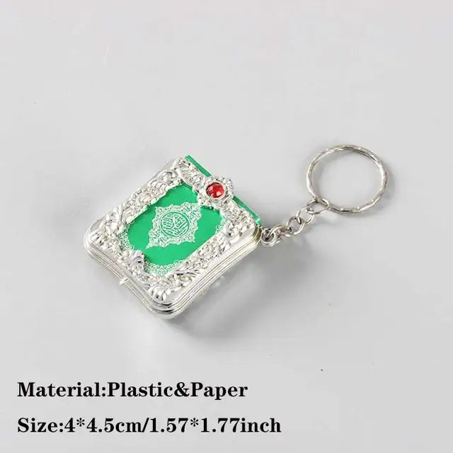 Muslim Islamic Mini Pendant Keychains Key Rings For Koran Ark Quran Book Real Paper Can Read Small Religious