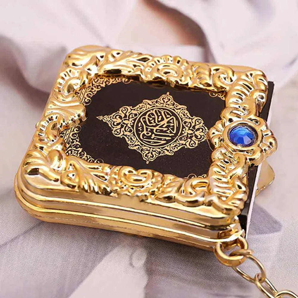 Muslim Islamic Mini Pendant Keychains Key Rings For Koran Ark Quran Book Real Paper Can Read Small Religious