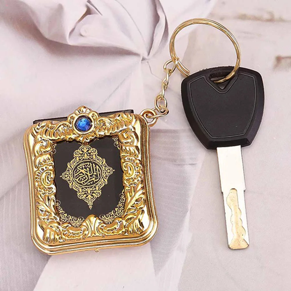 Muslim Islamic Mini Pendant Keychains Key Rings For Koran Ark Quran Book Real Paper Can Read Small Religious