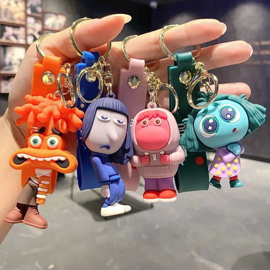 NEW Disney Inside Out 2 Keychains 3D Anime Character Cartoon Kawaii Backpack Car Key Ring Pixar Adult Pendant Children Toy Gift