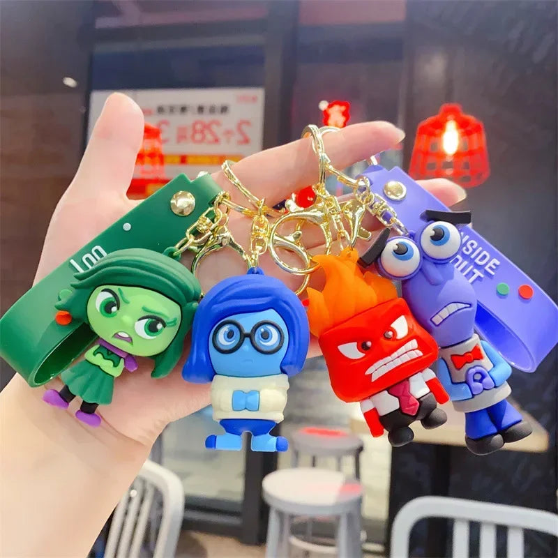 NEW Disney Inside Out 2 Keychains 3D Anime Character Cartoon Kawaii Backpack Car Key Ring Pixar Adult Pendant Children Toy Gift