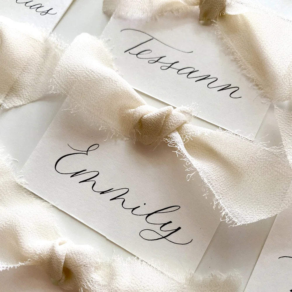 Name Place Cards with Ribbon Personlized Placeholders Wedding Decoration Table Seat Cards Party Accessories Wedding Escort Cards