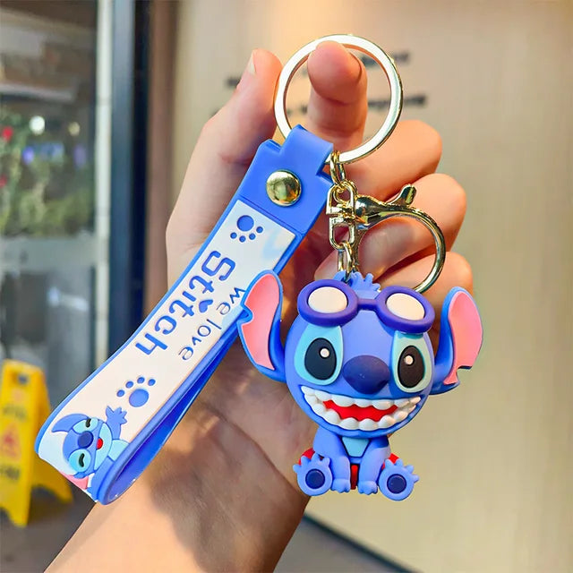 New Anime Disney Keychain Cartoon Mickey Mouse Minnie Lilo & Stitch Cute Doll Keyring Ornament Key Chain Pendan