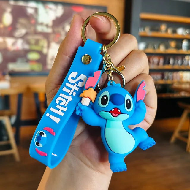 New Anime Disney Keychain Cartoon Mickey Mouse Minnie Lilo & Stitch Cute Doll Keyring Ornament Key Chain Pendan