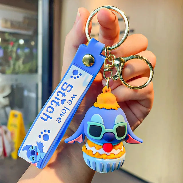 New Anime Disney Keychain Cartoon Mickey Mouse Minnie Lilo & Stitch Cute Doll Keyring Ornament Key Chain Pendan