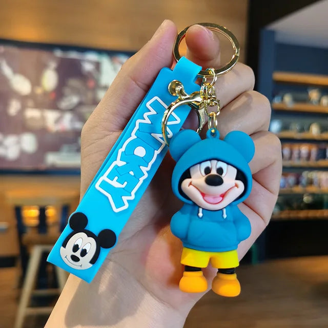 New Anime Disney Keychain Cartoon Mickey Mouse Minnie Lilo & Stitch Cute Doll Keyring Ornament Key Chain Pendan