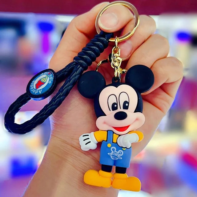 New Anime Disney Keychain Cartoon Mickey Mouse Minnie Lilo & Stitch Cute Doll Keyring Ornament Key Chain Pendan