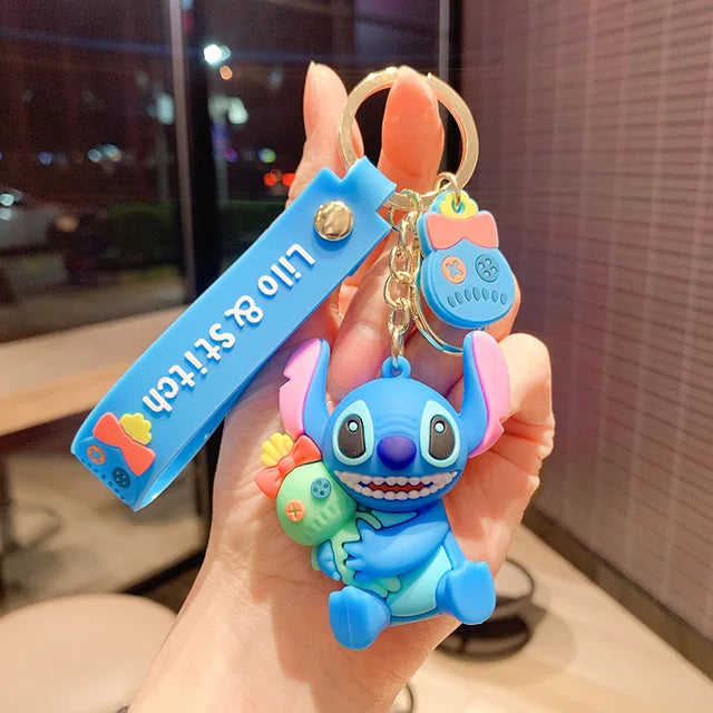 New Anime Disney Keychain Cartoon Mickey Mouse Minnie Lilo & Stitch Cute Doll Keyring Ornament Key Chain Pendan