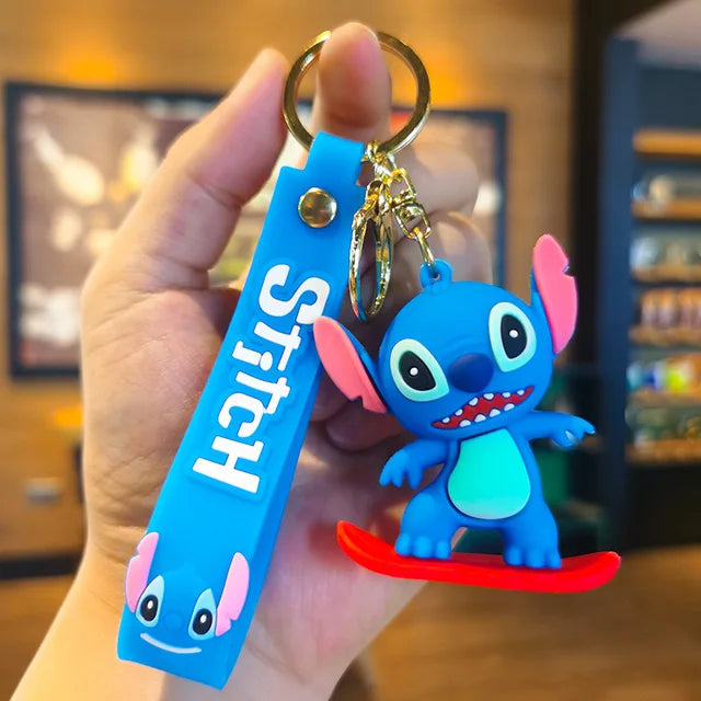 New Anime Disney Keychain Cartoon Mickey Mouse Minnie Lilo & Stitch Cute Doll Keyring Ornament Key Chain Pendan