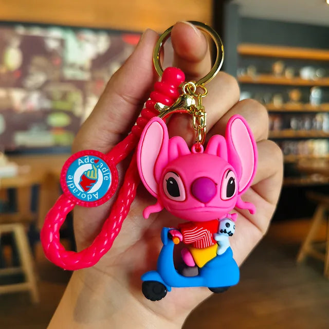 New Anime Disney Keychain Cartoon Mickey Mouse Minnie Lilo & Stitch Cute Doll Keyring Ornament Key Chain Pendan