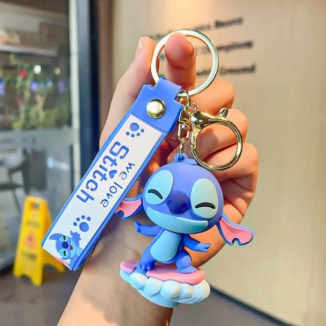 New Anime Disney Keychain Cartoon Mickey Mouse Minnie Lilo & Stitch Cute Doll Keyring Ornament Key Chain Pendan