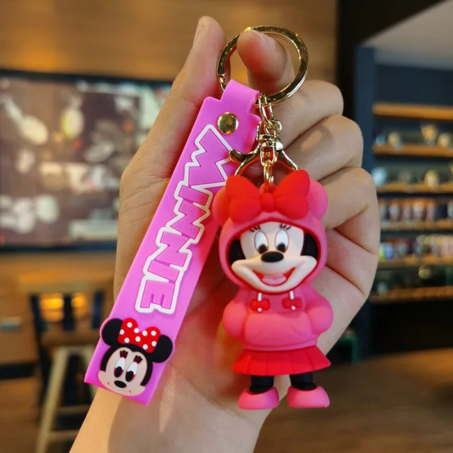 New Anime Disney Keychain Cartoon Mickey Mouse Minnie Lilo & Stitch Cute Doll Keyring Ornament Key Chain Pendan