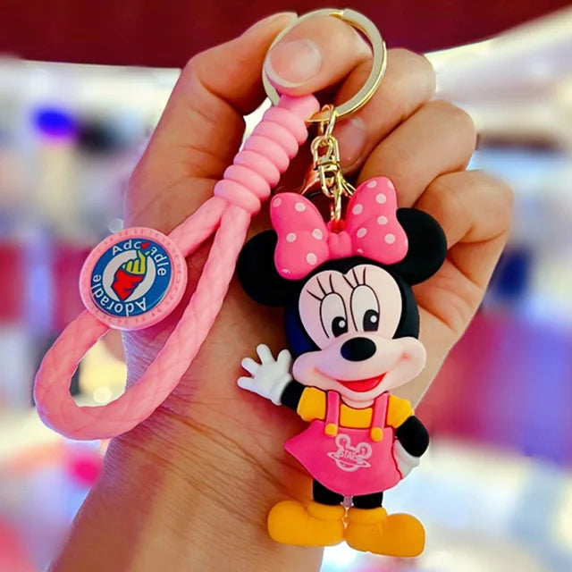 New Anime Disney Keychain Cartoon Mickey Mouse Minnie Lilo & Stitch Cute Doll Keyring Ornament Key Chain Pendan