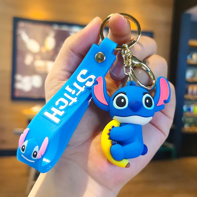 New Anime Disney Keychain Cartoon Mickey Mouse Minnie Lilo & Stitch Cute Doll Keyring Ornament Key Chain Pendan