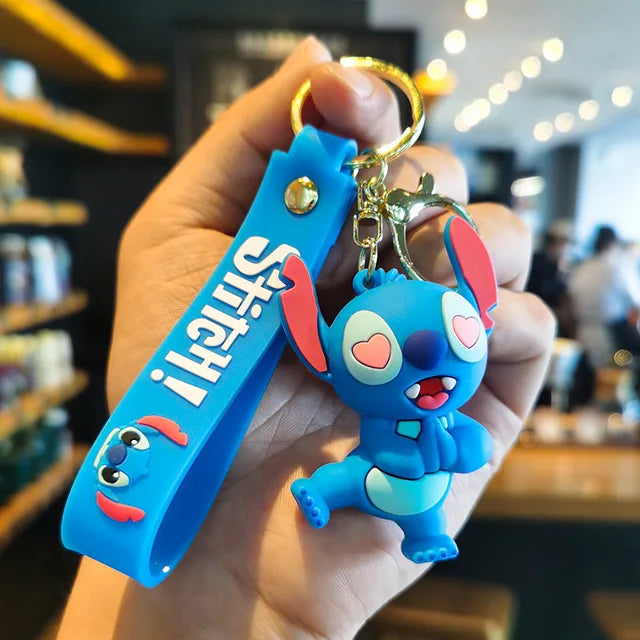 New Anime Disney Keychain Cartoon Mickey Mouse Minnie Lilo & Stitch Cute Doll Keyring Ornament Key Chain Pendan