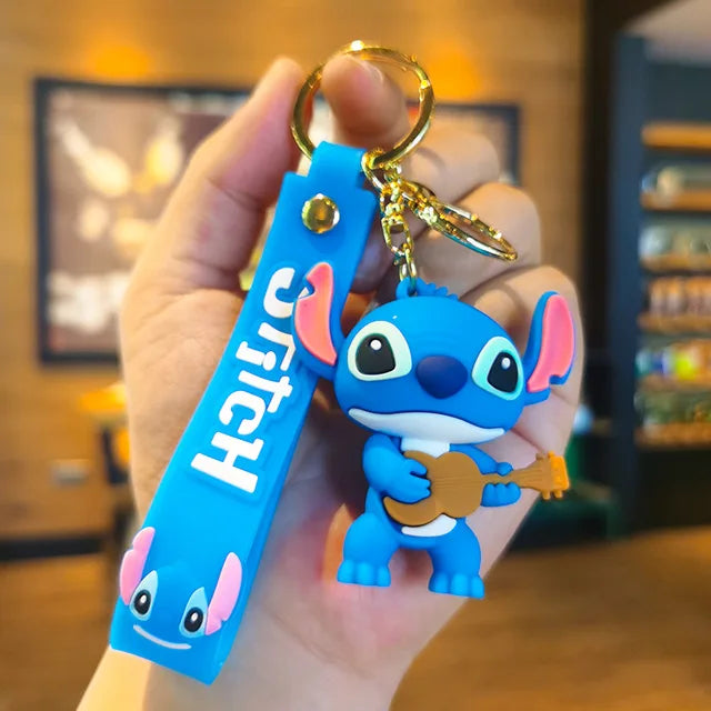 New Anime Disney Keychain Cartoon Mickey Mouse Minnie Lilo & Stitch Cute Doll Keyring Ornament Key Chain Pendan