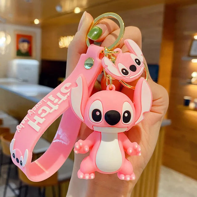 New Anime Disney Keychain Cartoon Mickey Mouse Minnie Lilo & Stitch Cute Doll Keyring Ornament Key Chain Pendan