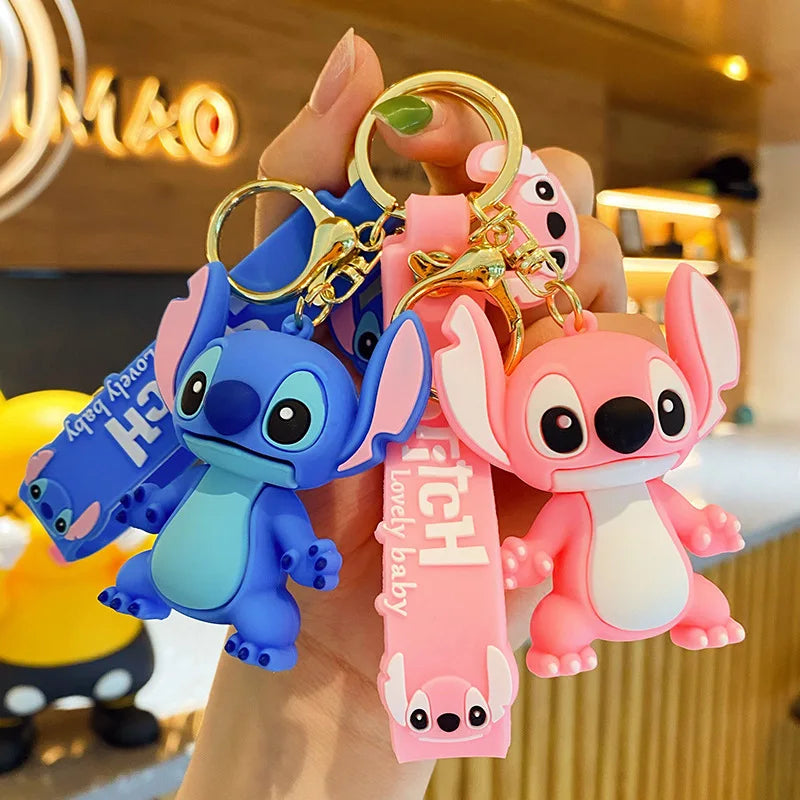 New Anime Disney Keychain Cartoon Mickey Mouse Minnie Lilo & Stitch Cute Doll Keyring Ornament Key Chain Pendan