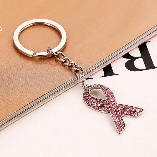 New Arrival Breast Cancer Awareness Heart Love Pink Ribbon Charms Key Chain Breast Cancer Gifts