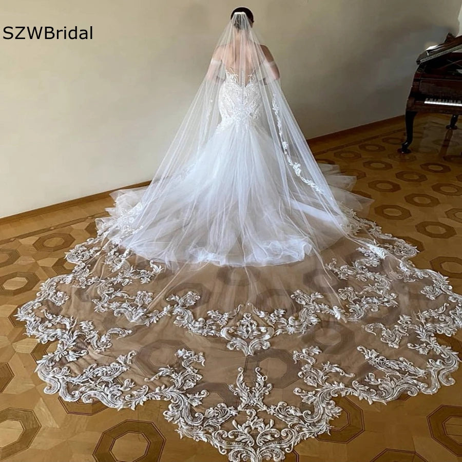 New Arrival White Ivory Cathedral Wedding veil Bride Wedding accessoires de mariage Boda Voile de mariée Bridal veils