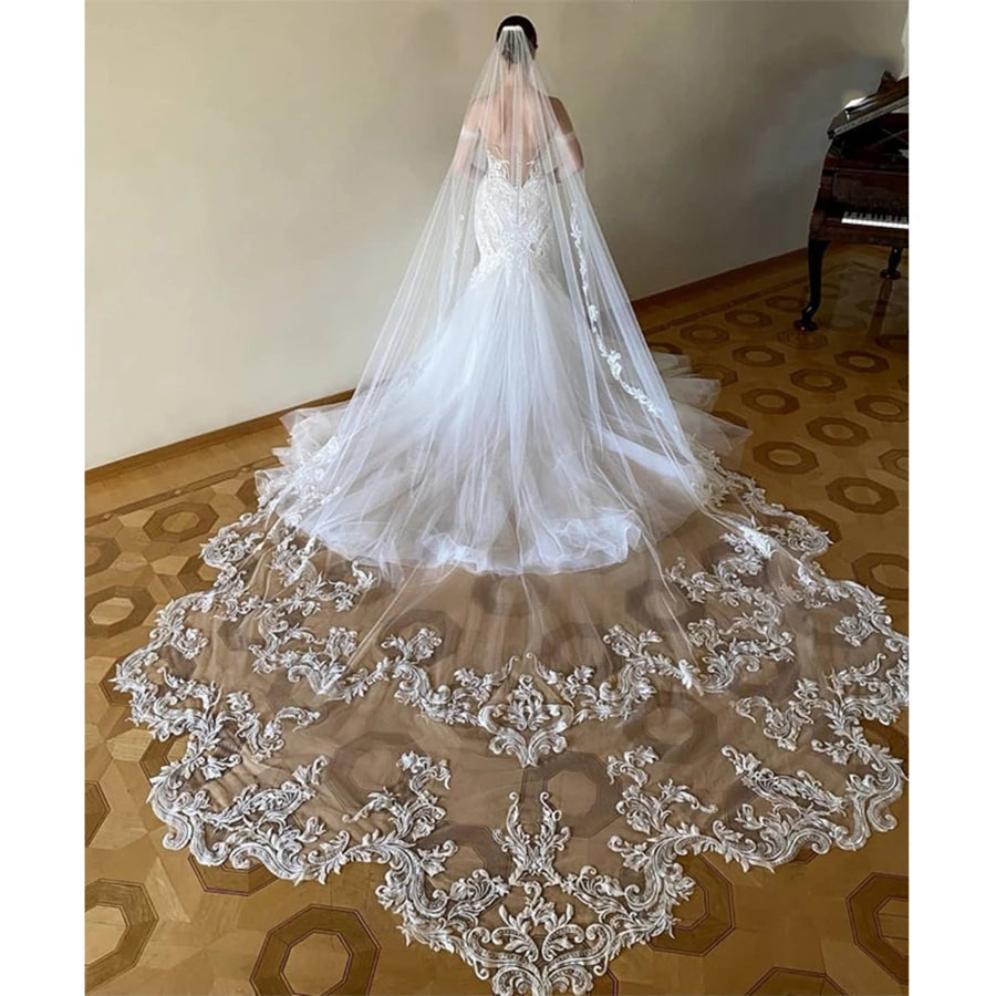 New Arrival White Ivory Cathedral Wedding veil Bride Wedding accessoires de mariage Boda Voile de mariée Bridal veils