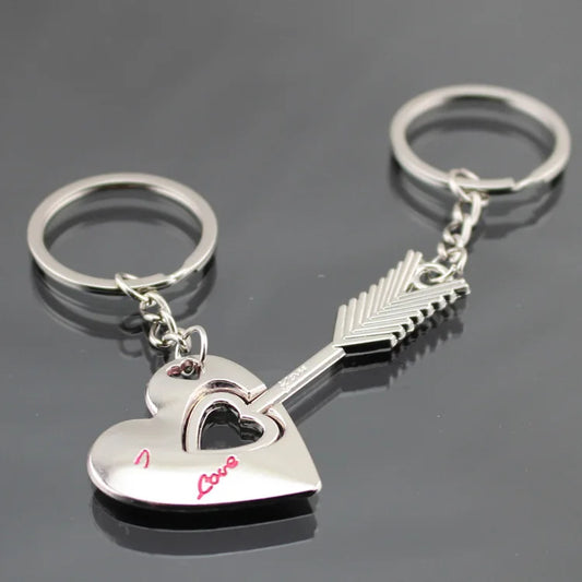 Novelty Couple Keychain Lovers Heart Key Chain Ring  Casual Valentine's Day Wedding Gift Accessories