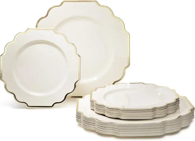 " OCCASIONS " 50 Plates Pack (25 Guests)-Heavyweight Wedding Party Disposable Plastic Plate Set -(25x10.5'' Dinner + 25x8''