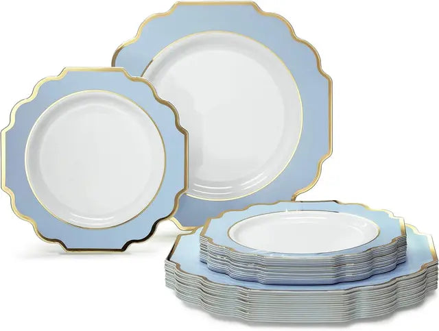 " OCCASIONS " 50 Plates Pack (25 Guests)-Heavyweight Wedding Party Disposable Plastic Plate Set -(25x10.5'' Dinner + 25x8''